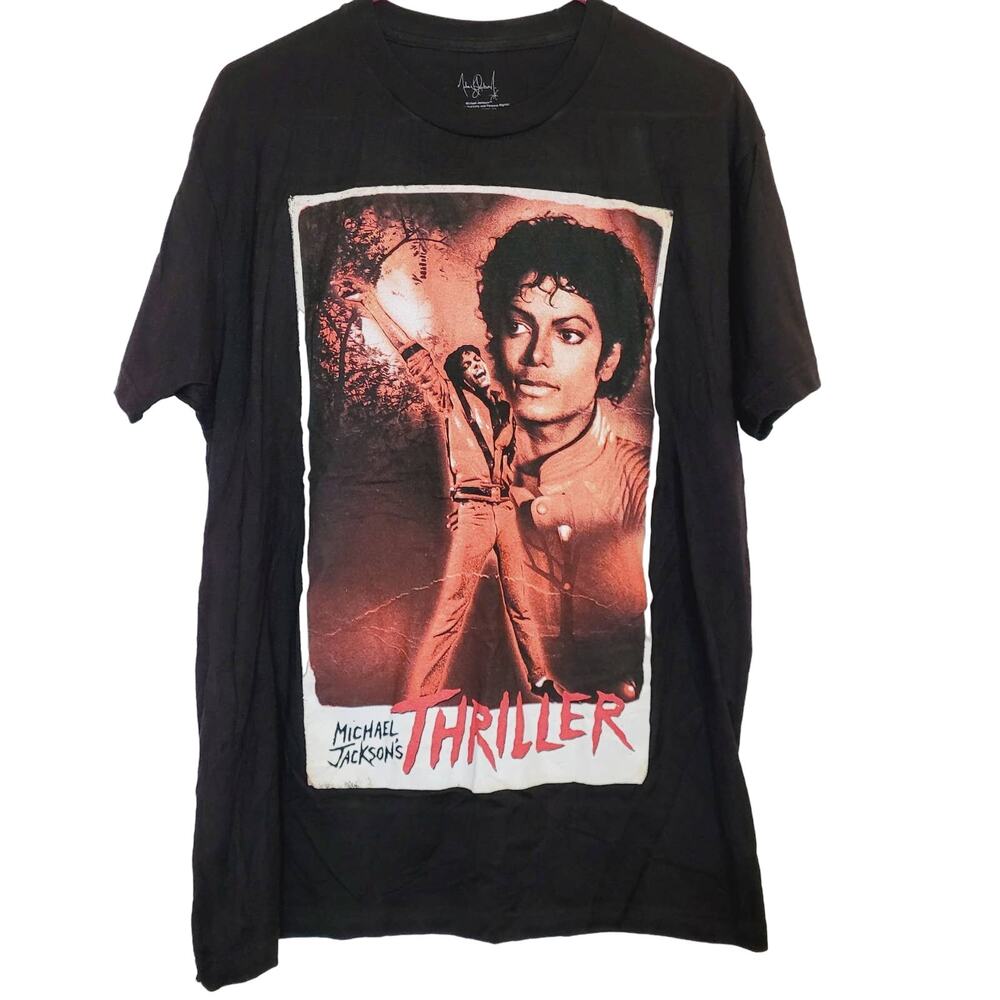 Michael Jackson Thriller black graphic band tshirt size large 80s Retro Classic